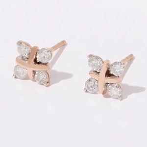 Tiffany Inspired 14K Rose Gold Genuine Diamond Stud Earrings